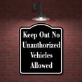 thumbnail image 2 of Keep Out No Unauthorized Vehicles Allowed BLACK Aluminum Composite Sign 15''x18'', 2 of 9