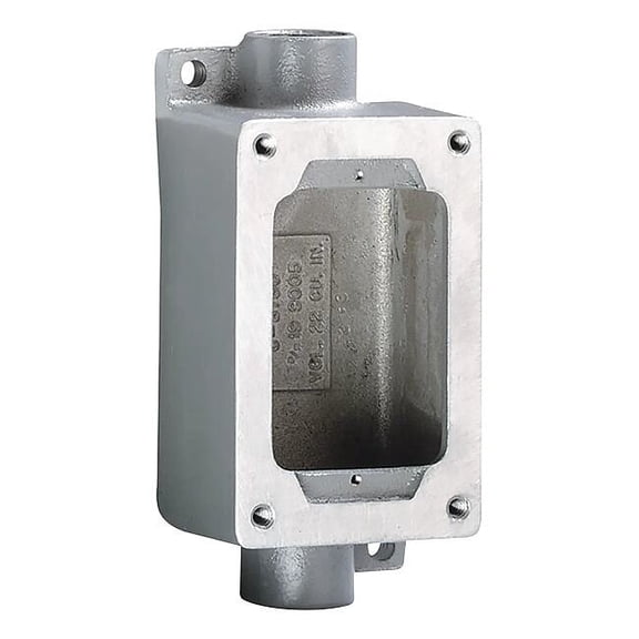 KILLARK SWB5 Device Box, 3/4In Hub, 22CuIn, 2 Hubs