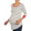 Maternity Long Sleeve Striped Tee with Contrast Trim
