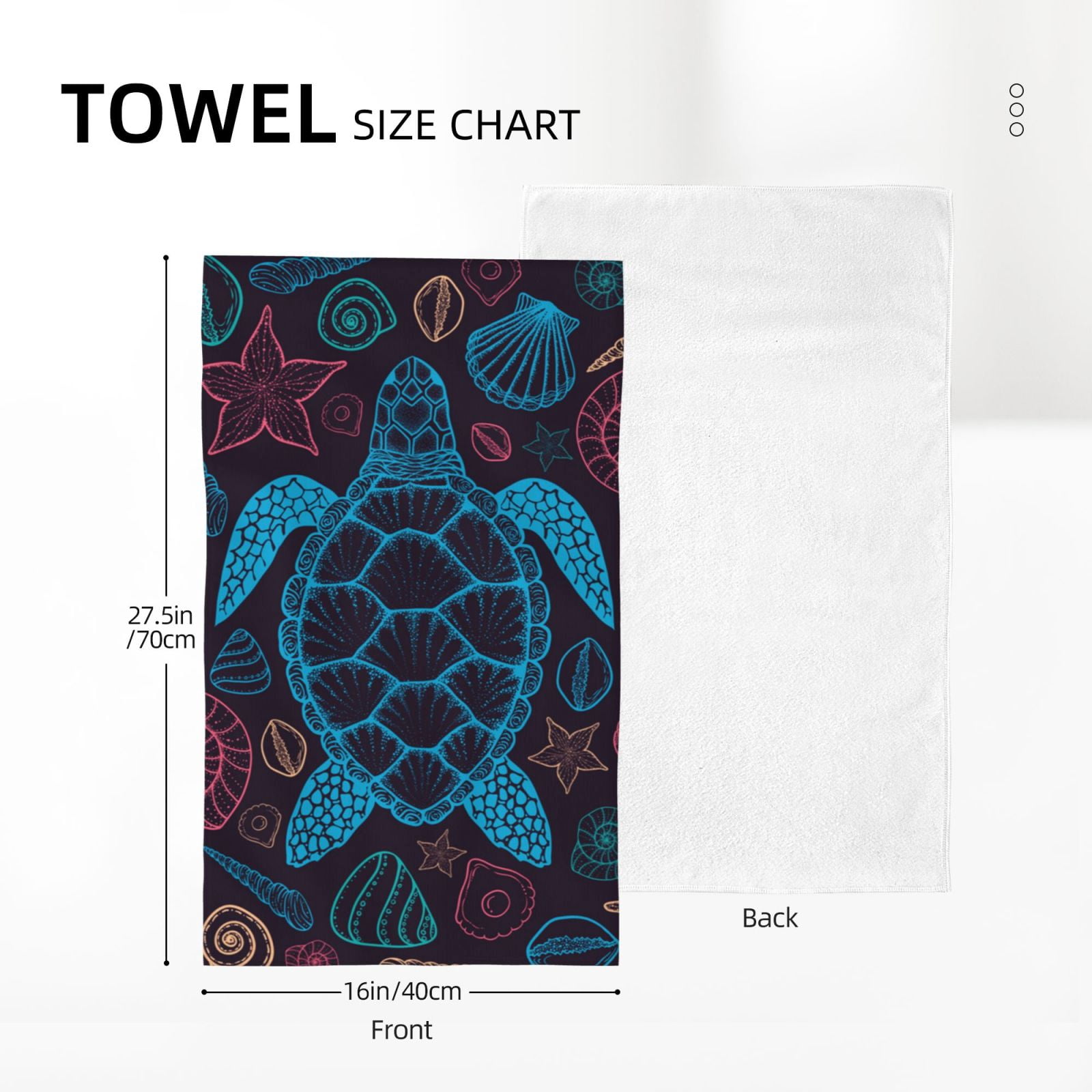 Sea Turtle Shells Starfish 27.5" x 16" Ultra Soft Hand Towel, Face Wash Cloth for Bathroom, Gym, Travel, Pool