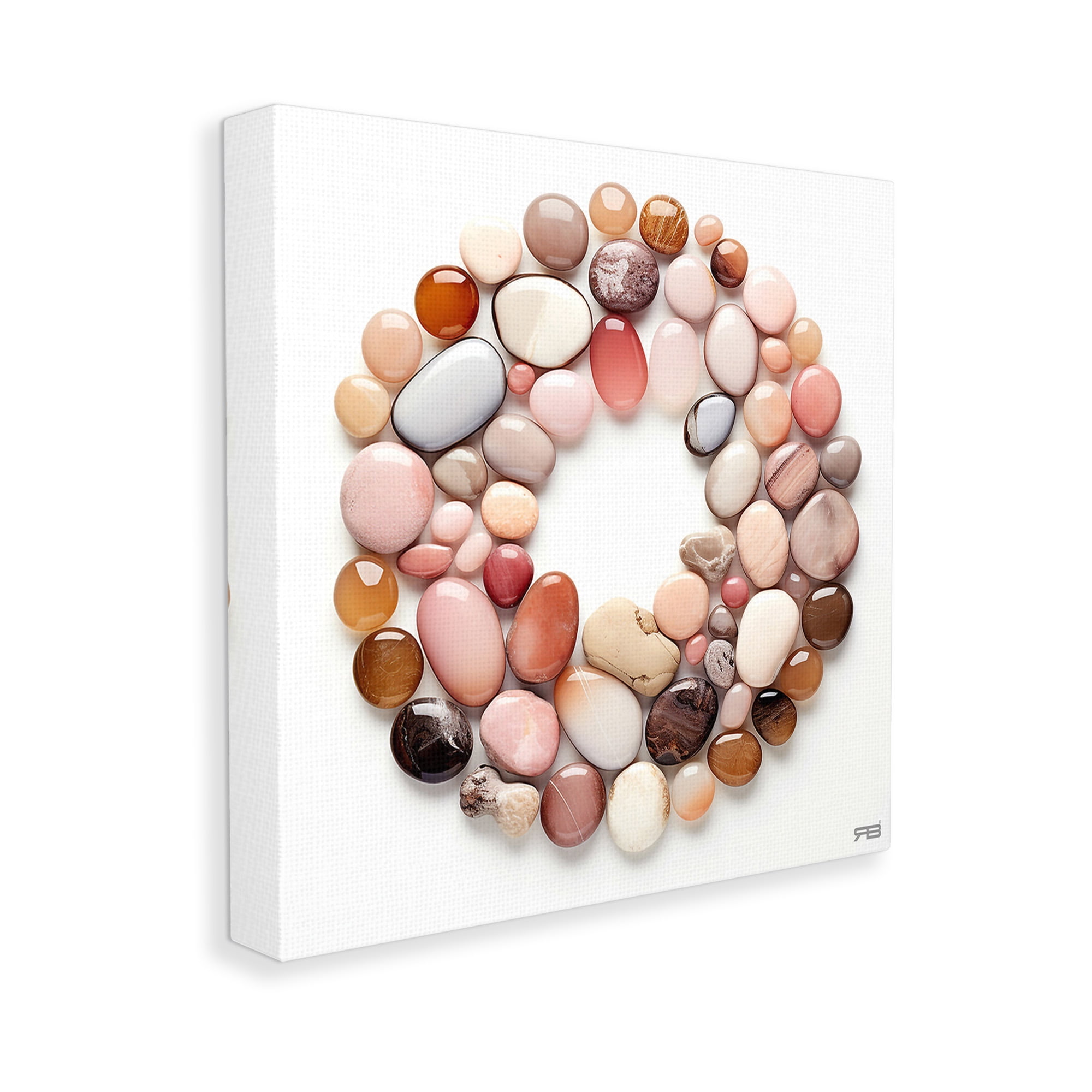 Stupell Industries Various Pebbles in Circle Landscape Painting Gallery Wrapped Canvas Art Print Wall Art, 17 x 17