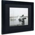 thumbnail image 2 of Trademark Fine Art "Two Seagulls and Boats" Canvas Art by Moises Levy Black Matte, Black Frame, 2 of 4