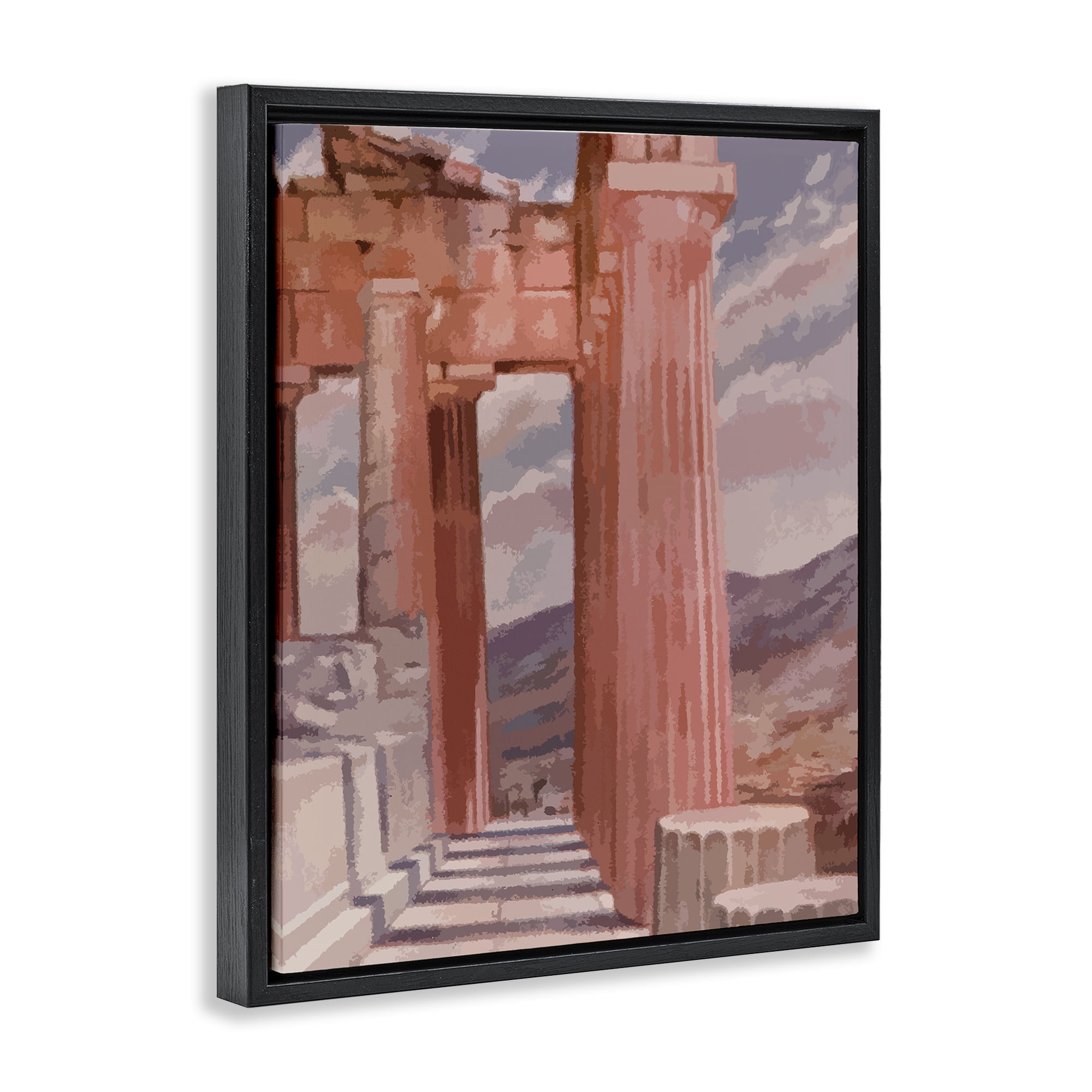 Stupell Industries Greek Architecture View Buildings & Architecture Painting Black Floater Framed Canvas Art Print Wall Art, 17 x 21