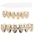 thumbnail image 1 of 1 Set Metal Teeth Grills Mouth Teeth Top Grill Caps Hip Hop Party Accessories Rappers Teeth Grills, 1 of 9