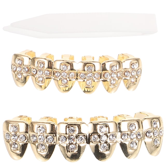 1 Set Metal Teeth Grills Mouth Teeth Top Grill Caps Hip Hop Party Accessories Rappers Teeth Grills