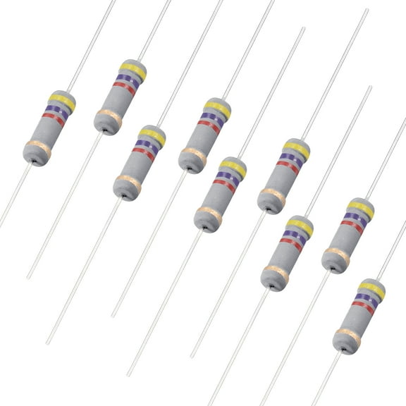 100Pcs Axial Carbon Film Resistors 4.7k Ohm 1W 5%Tolerances 4 Color Bands