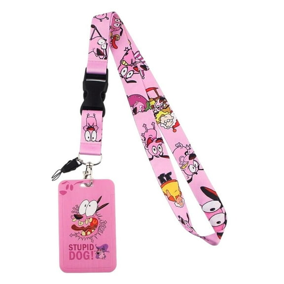 The Cowardly Dog Cartoon Character Lanyard With ID Holder Keychain