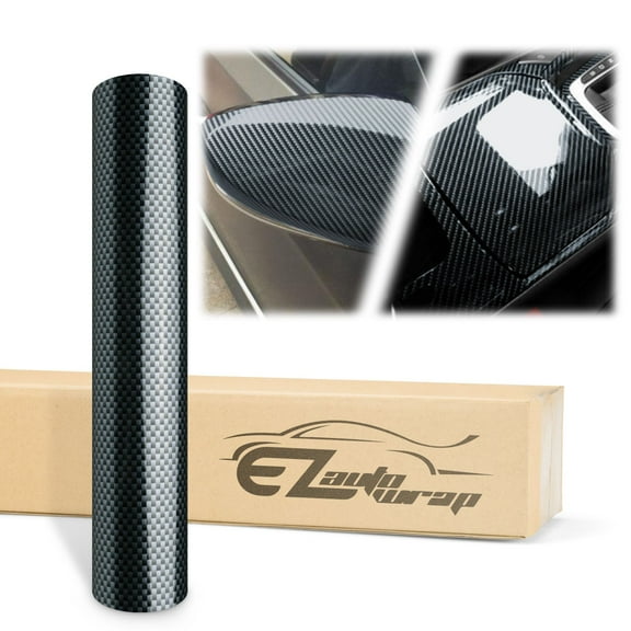 2D Carbon Fiber Black Gloss Car Vinyl Wrap Sticker Decal Film Sheet Air Release
