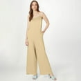 thumbnail image 6 of RPVATI Womens Casual Sleeveless Jumpsuits Summer Boho Wide Leg Floral Rompers Overalls with Pockets Beige L, 6 of 7