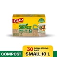 thumbnail image 1 of Glad Certified Compostable Drawstring Bags - Small 10 Litres - Drawstring, 30 Compost Trash Bags -, 1 of 5