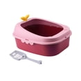 thumbnail image 1 of Toilette pour Chat Bac à Litière Semi-Fermé pour Animaux de Compagnie Rose, 1 of 9