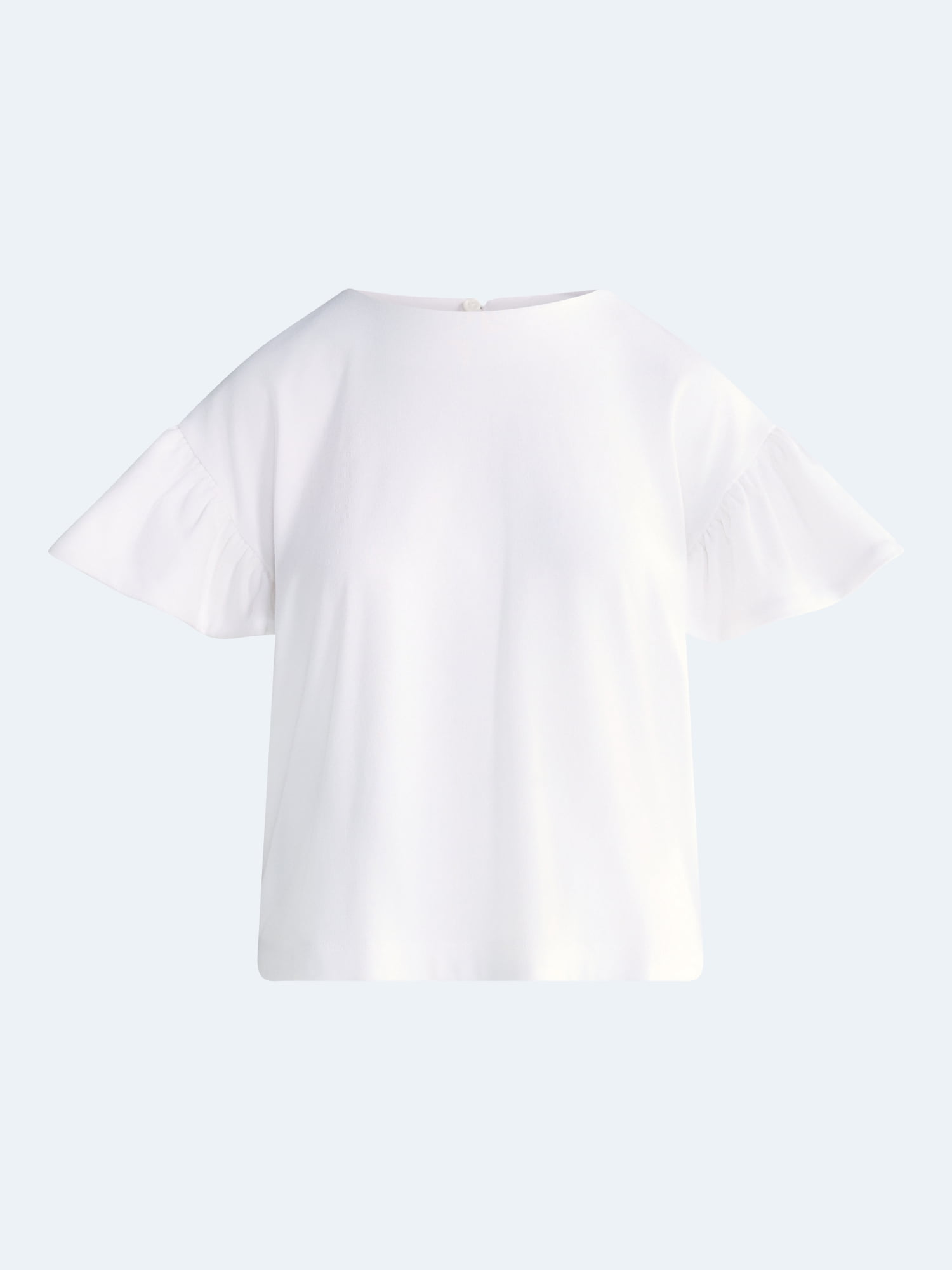 Free Assembly Women's Cotton Crewneck Top with Flutter Sleeves, Sizes XS-XXL