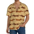 thumbnail image 1 of Balery Dachshund Dog Puppy Camisa Casual de Manga Corta con Botones para Hombre, Texturizada, Estilo Cubano, para Playa, Verano-Medium, 1 of 5