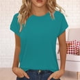 thumbnail image 2 of Charmgo Hauts pour Femmes Hauts d'Été pour Femmes Chemises à Manches Courtes Col Rond Tunique Mignonne et Tendance Blouses Sorties Hauts Grande Taille pour Femmes Vert Menthe TTTTG, 2 of 4