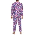 thumbnail image 7 of Salouo cartoon rainbow Skull Print Button-Front Long Sleeve Pajama Set for Men, Soft 2Pjs Men's Long Sleeve Sleepwear -Medium, 7 of 7