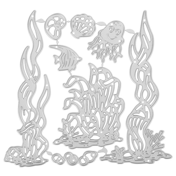 BRIGHTFUFU 1 set Mar Mar Theme Cutting Dies Black Steel Stencils Plantilla de relieve