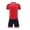 Red, variant on Toddler Kids Boys Girls Quick Dry Soccer Uniform Set Color Block Short Sleeve T-Shirt Shorts Mesh Athletic Sportswear for 2-13 Years