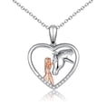 thumbnail image 1 of Collar ACOGVN con colgante en forma de corazón para mujer, con diseño de caballo y niña, chapado en plata, 1 of 7
