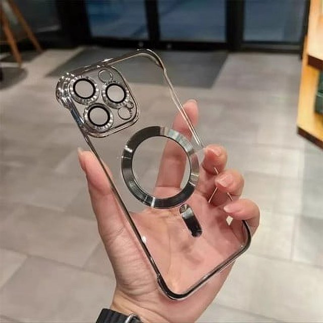 Adecuado para iPhone 15 Pro, funda de teléfono sin marco con succión magnética, carcasa rígida para Apple 14 Max, película protectora resistente a caídas