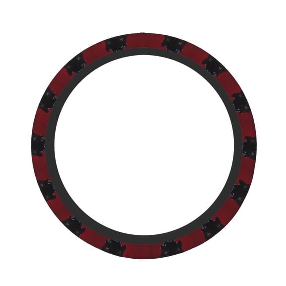 Vsdgher Black Panther Red Background Pattern Elastic Car Steering Wheel Cover,Car Wheel Cover Protector Car Accessory for Steering Wheel with a Diameter of 14.5"-15"