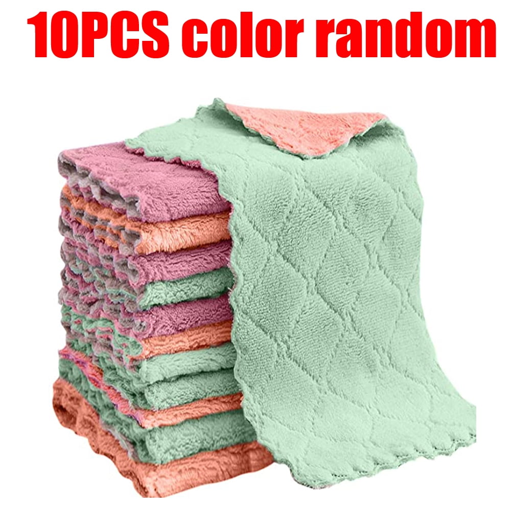 Kitchen Towel Coral Velvet Absorbent Lint Free Cloth Non Stick Dish WashingCloth 