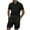 Black, variant on HVOBTTY Mens Casual Pajama Set, Summer Pajama Set for Men, Men's Soft Fashion Solid Color Button Collar Short Sleeve Top and Shorts Drawstring Waist with Pockets Comfy Pajamas Set Black, XL
