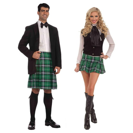 Mens Kilt Womens Mini Kilt Couples Kilt Set St Patrick's Day Costume Accessories