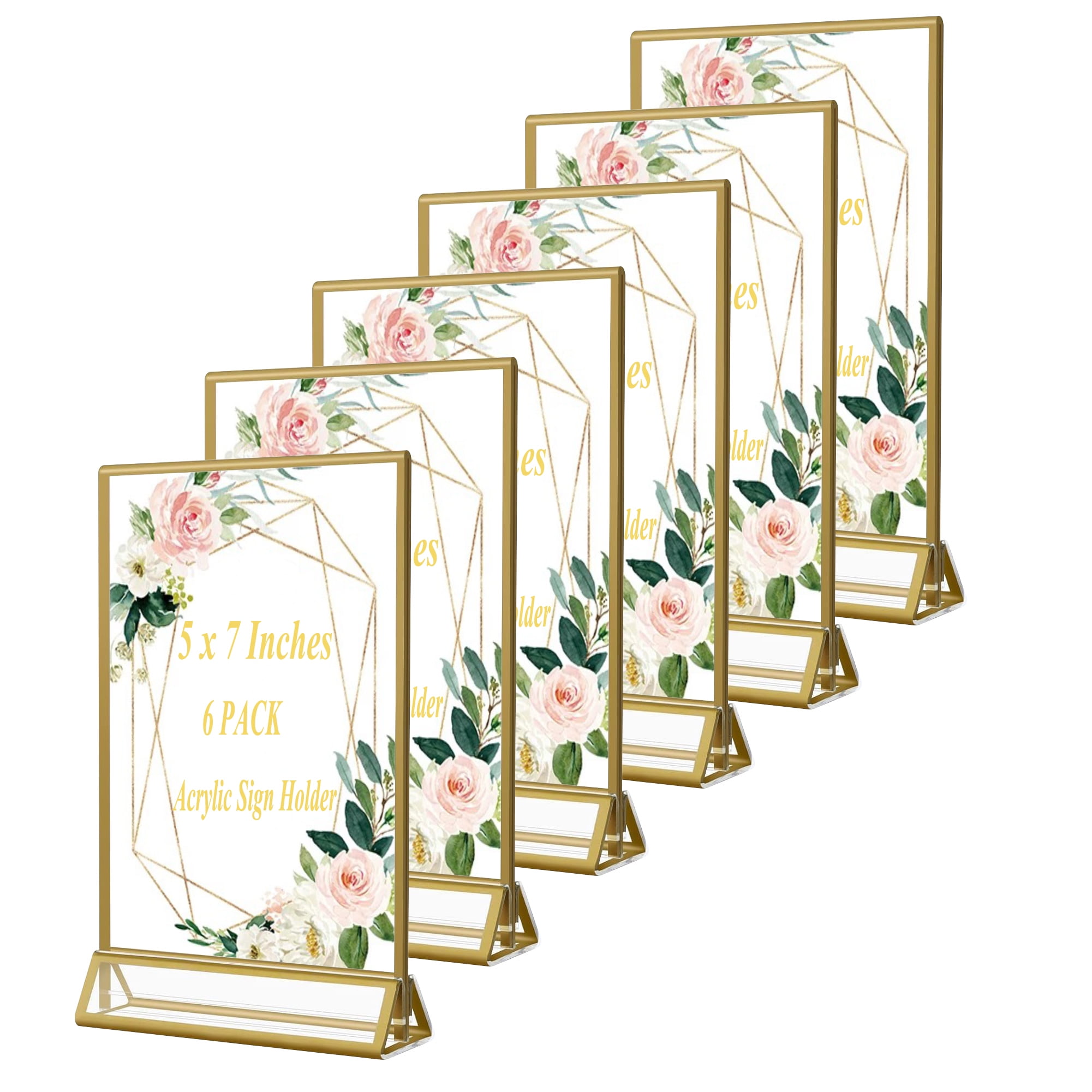 JINMURY Gold Acrylic Blank Signs - 10 Pack 5x7 Inch With Stands For Wedding Table Numbers & DIY Projects