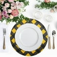 thumbnail image 4 of Ryvnso Art Yellow Checkered Grid Pattern Round Plate Mats Dining Table Placemat Set of 4 for Holiday Decoration, 4 of 7