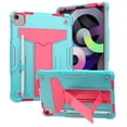 thumbnail image 6 of Case For Apple iPad 10th Gen 2022 Tough Hybrid Kickstand Vertical 3in1 Shockproof Anti-Scratch PC + Silicone Armor Tablet Tablet Cover [ Teal Pink ], 6 of 7