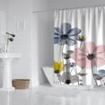 thumbnail image 3 of Unique Floral Colorful Shower Curtain for Bathroom Decor, Blue Pink Gray Daisy Flower Elegant Wildflower Design Farmhouse Shower Curtains with Hooks Set, 72X72 Inches, 3 of 6