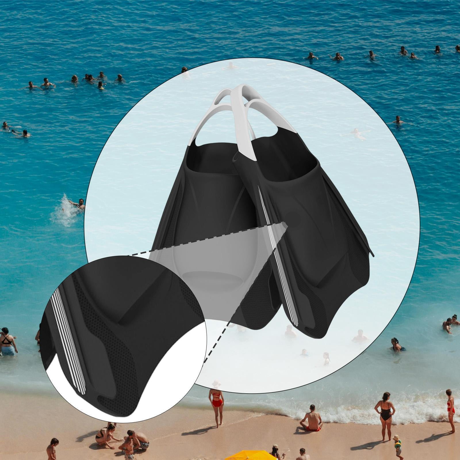 harayaa 2Pcs Swim Training Fins Accessories Silicone Swim Flippers Swimming Fins Nonslip M Black Gray