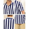 thumbnail image 6 of MODA NOVA Big & Tall Men's Stripe Shirt Short Sleeved Button Down Shirt Navy Blue LT, 6 of 6