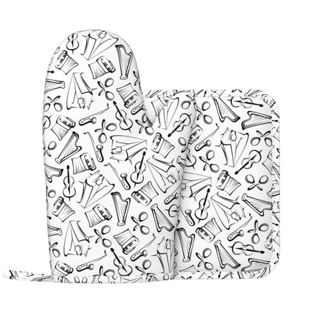 

Oven Mitts and Pot Holders Sets black white music Non-Slip Silicone Oven Gloves Potholders Cotton Lining Heat Resistant Gloves Hot Pads for Kitchen Cooking Baking