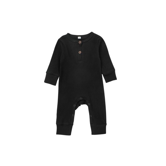 JYYYBF Infant Baby Boy Girl Long Sleeve Romper Newborn Solid Color One Piece Ribbed Knit Jumpsuit Long Pants Unisex Basic Homewear