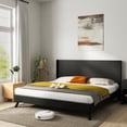 thumbnail image 4 of GVN Wooden Queen Size Headboard Modern Farmhouse Wingback Fluted Panel Design 64.4" Wide, Boho Style Wall Mount, Black, 4 of 10