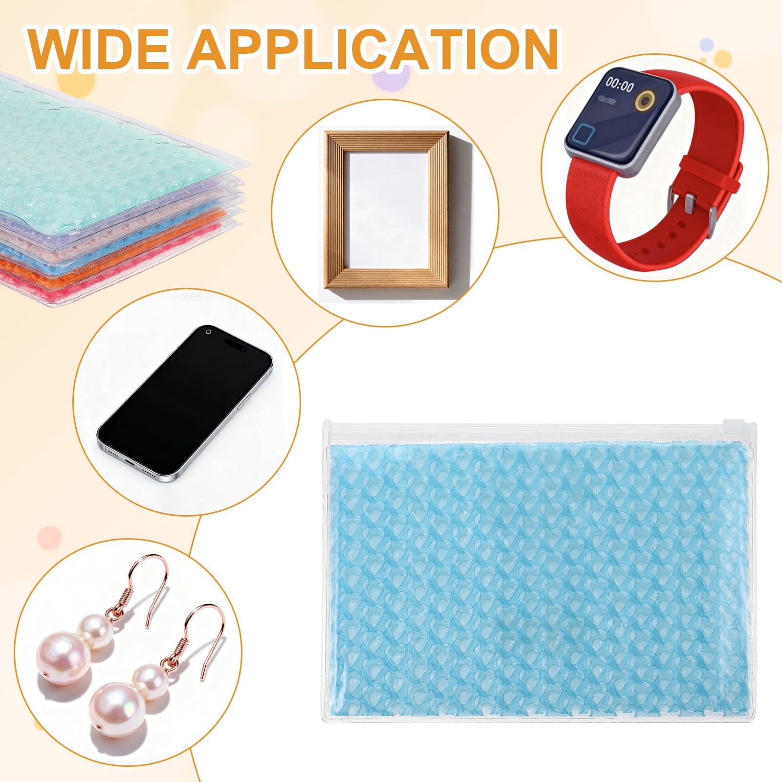 Uxcell 8Pcs Clear Heart Bubble Pouches Zipper Cushioning Bag 5.91x8.66" Lightweight Mailing Storagee Sky Blue