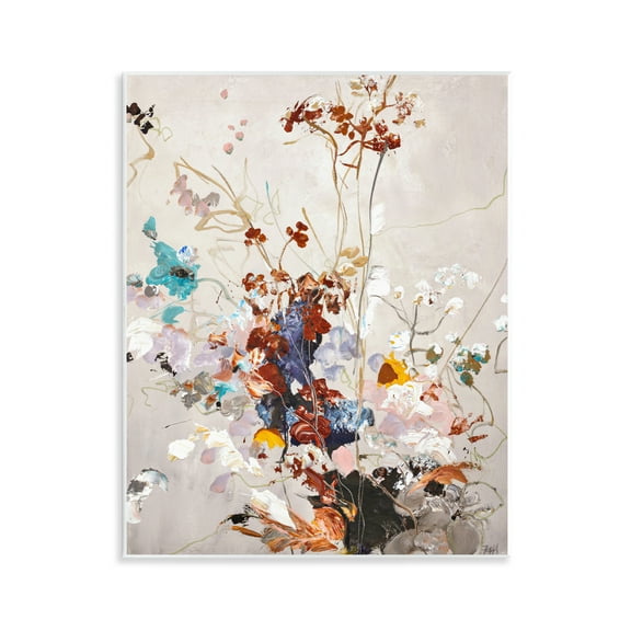 Stupell Industries Earth Tones Floral Abstraction Floral Painting Unframed Art Print Wall Art, 11 x 14