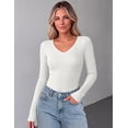 thumbnail image 5 of Zeagoo Women Long Sleeve Basic Tee 3 Pack Fall V Neck Casual T-Shirt Ribbed Slim Fit Tops, 5 of 6