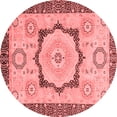 thumbnail image 1 of Ahgly Company Machine Washable Indoor Round Abstract Red Modern Area Rugs, 6' Round, 1 of 4