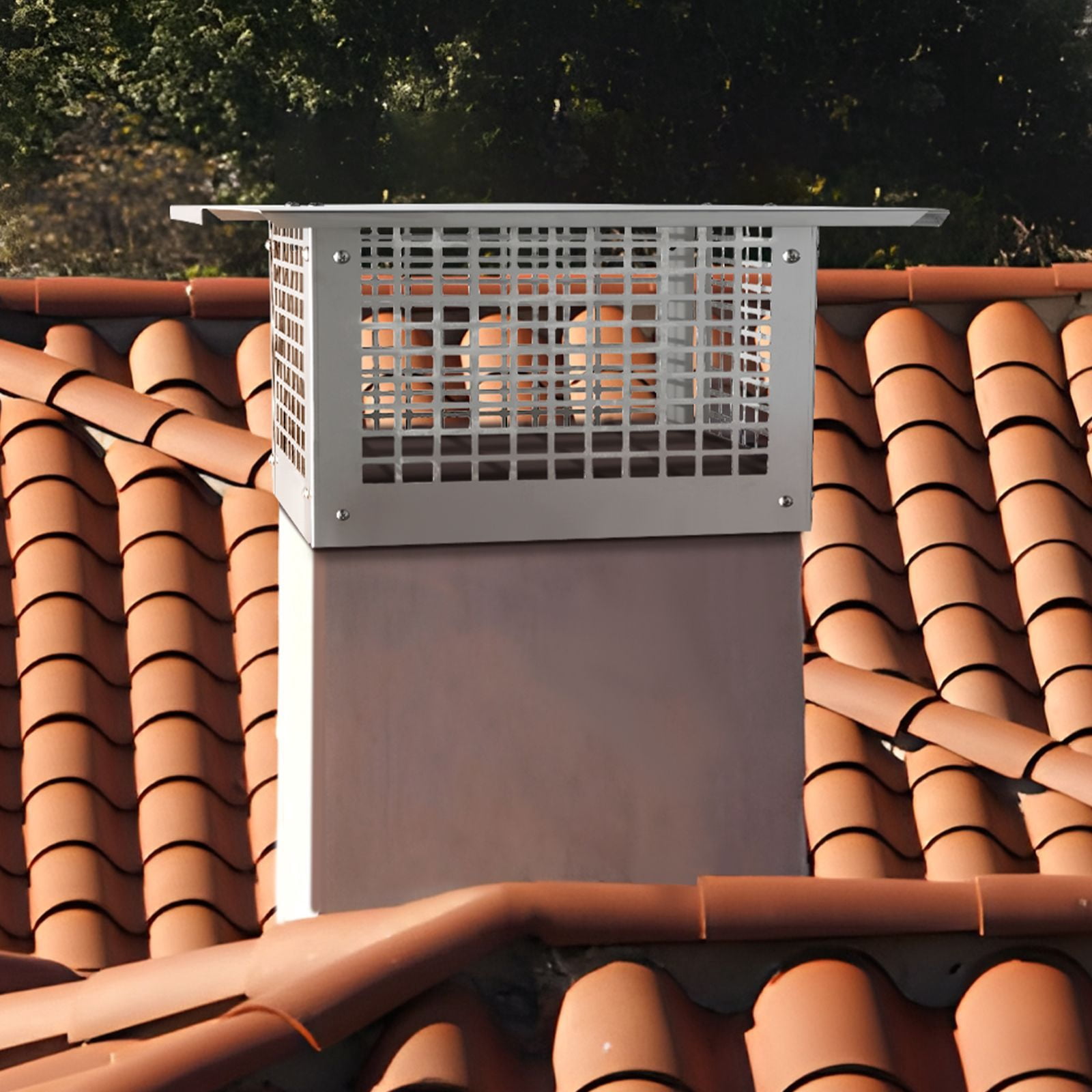 Chimney Cap 304 Stainless Steel, 2 Installation Methods, Wind-Resistant Mesh, Pre-Drilled Holes, for Brick Metal Chimneys Fireplace