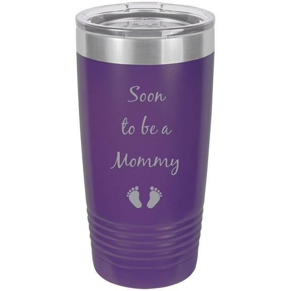 Soon to be a Mommy Stainless Steel Engraved Insulated Tumbler 20 Oz Travel Coffee Mug, Purple