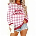 thumbnail image 6 of Yteetum Women's Christmas Crewneck Sweartshirts Oversize Merry Christmas Plaid Raglan Letter Print Fleece Pullover Hoodless Sweatshirt Top Womens Round Neck Xmas Holiday Sweatshirt Fall Clothes, 6 of 9
