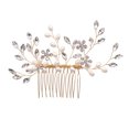 thumbnail image 1 of Peinado de novia flor de tocado de niña de cristal - dorado, 1 of 5