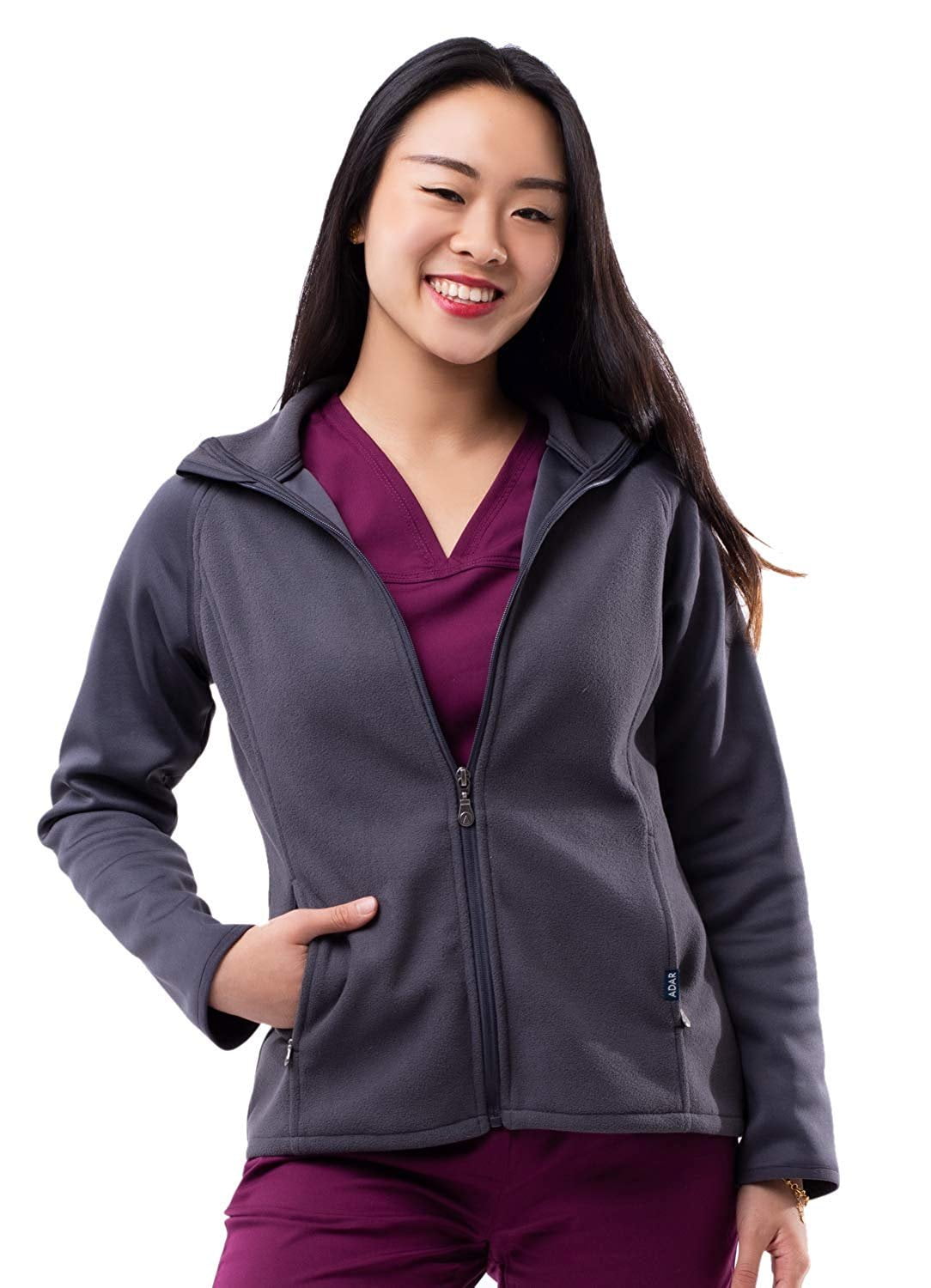 Adar Adar Pro Scrubs For Women Bonded Fleece Scrub WarmUp Jacket
