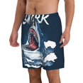 thumbnail image 2 of Kdxio Shark Pattern Mens Casual Shorts - Drawstring Summer Beach Sports Shorts for Men, 2 of 9