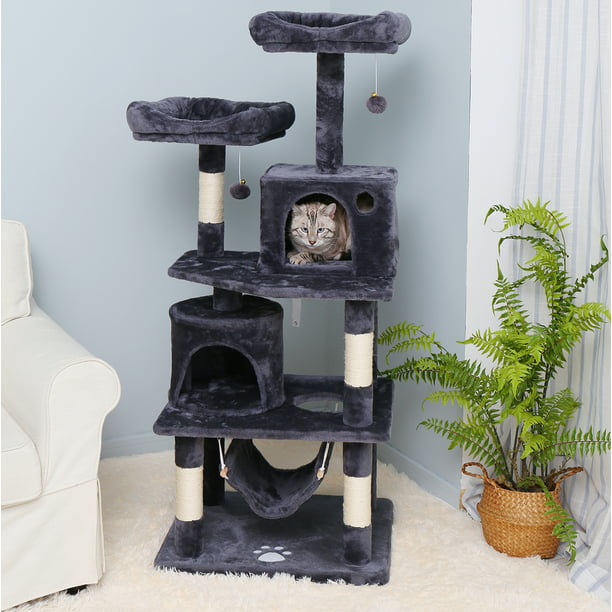 57 Inches Multi Level Cat Tree With Cozy Perches Stable Hammock Cat