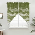 thumbnail image 3 of Sage Green Ombre Kitchen Window Curtains, Swag Curtains Valance for Bedroom Living Room Bathroom, Modern Moire Abstract Art Luxury Rod Pocket Window Treatment Curtain Block Drapes 2 Panels 36"x36", 3 of 5