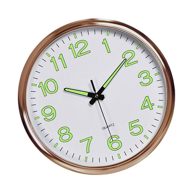 Reloj de pared luminoso, luz nocturna sin tictac, moderno, de 12 pulgadas, silencioso, que brilla en la oscuridad. Blanco