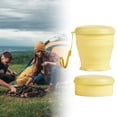 thumbnail image 2 of Collapsible Silicone Cup - Food Grade Folding Water Cup with Stainless Rim and Lid - Portable Reusable Travel Cup for Camping Hiking Gym Office Business Trip - Yellow, 2 of 8